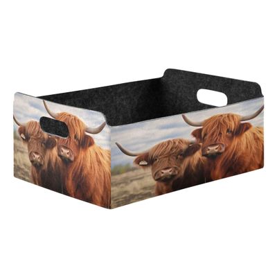 xigua Highland Cows Storage Bins with Handle Collapsible Storage Cube Home Decor Storage Baskets Organizer for Toys Books Shelves Closet Laundry Nursery