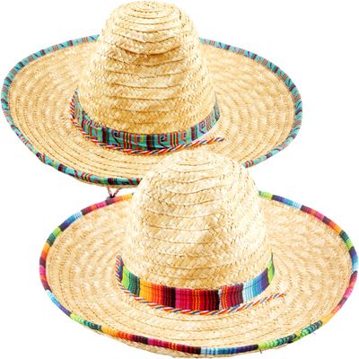 Swakuta 2 Pack Giant Mexican Sombrero Hat Cinco de Mayo Fiesta Straw Hat for Mexican Party Decor Favors Luau Event Photo Props (Color Style 1)