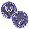 Air Force Staff Sergeant E5 Challenge Coin! United States Air Force Staff Sergeant Rank Military Coin. E-5 USAF Challenge Coin! Designed by Military Veterans - Officially Licensed Product! view 1