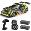 ACAMMZAR 1:16 RC Drift Car, 25KM/H 4WD High Speed Remote Control Cars for Kids, with LED Lights, Two Batteries, Extra Tires, Drift RC Cars for Adults, Green view 1