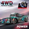 ACAMMZAR 1:16 RC Drift Car, 25KM/H 4WD High Speed Remote Control Cars for Kids, with LED Lights, Two Batteries, Extra Tires, Drift RC Cars for Adults, Green view 4