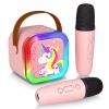 Mini Karaoke Machine with 2 Wireless Microphones, Karaoke Machine for Kids Adults, Singing Toys for Ages 3, 4, 5, 6, 7, 8 +, Best Gift for Birthday, Party, Christmas | Karaoke Machine for Girls view 1