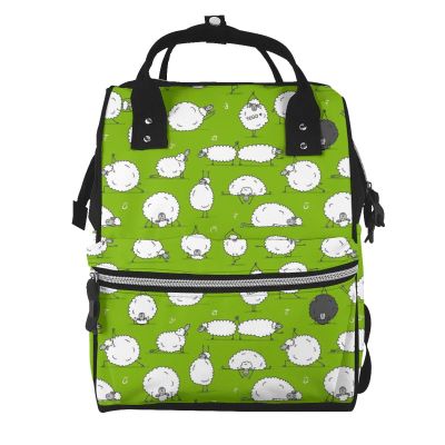 Qozbom Funny Sheep Doing Yoga Print Diaper Backpack Large Capacity Baby Bag Multifunction Travel Pack Maternity Baby Changing Bags