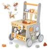labebe Wooden Baby Walker, Baby Push Walker, Tool Toy for Toddlers, Adjustable Speed Baby Walker with Wheel, Learning Activity Walker for Girls Boys view 1