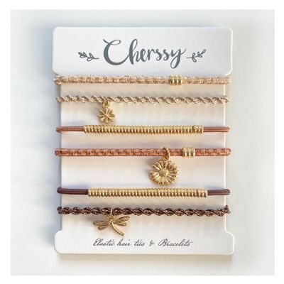 Elastic Beaded Hair Tie Bracelets for Women, 6 Pcs Cute Hair Ties and Stretch Bracelets, Decorative Ponytail Holders Rubber Bands for Thick & Thin Hair