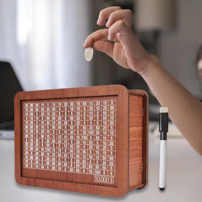 Cash Vault Wooden Savings Box, 3000 Cashbox Saving, Cash Savings Challenge Box, Wooden Money Box, Cash Saver Box for Cash for Adults, Money Box for Cash Gift with Target Numbers (3000 Dollar)