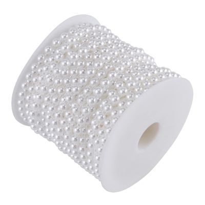 25M Cotton Line Beads - Pearl Beads Garland Spool Rope - Double Cotton Line Imitation Half Round Beads Chain Garland for Wedding Garland Christmas Party Decoration (Pure White)