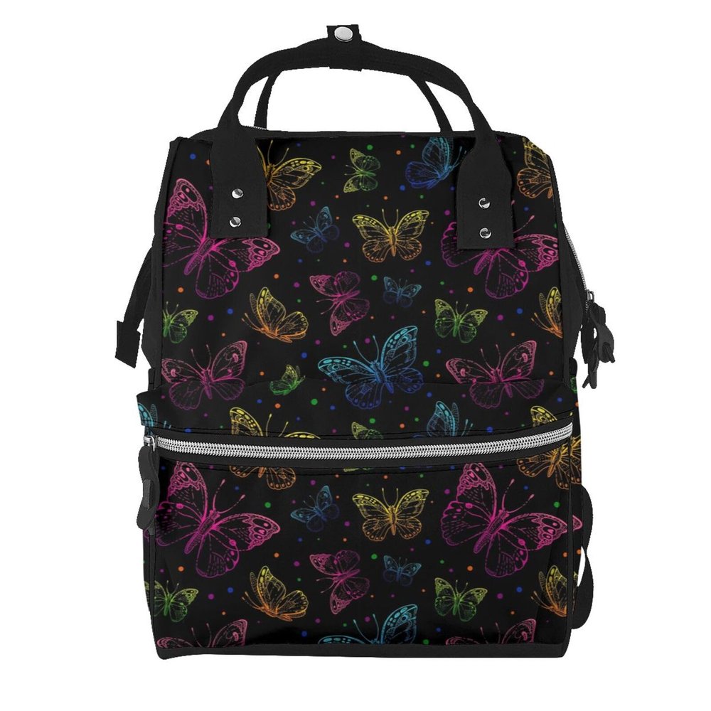 Qozbom Butterfly Print Diaper Backpack Large Capacity Baby Bag Multifunction Travel Pack Maternity Baby Changing Bags