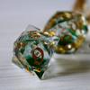 Runic Dice Green Glitter Liquid Core Sharp Edge Resin Dice | 7 Pcs Polyhedral RPG Dice Set with Box | Hand Carved Liquid Core RPG Dice for Dungeons & Dragons, Pathfinder, Tabletop Games view 4