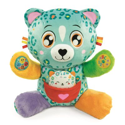 Clementoni - Cleo and Leo Leopards Interactive - Interactive Plush for Babies - Educational, Multisensory and Musical - from 6 Months - Made in Italy - 55555