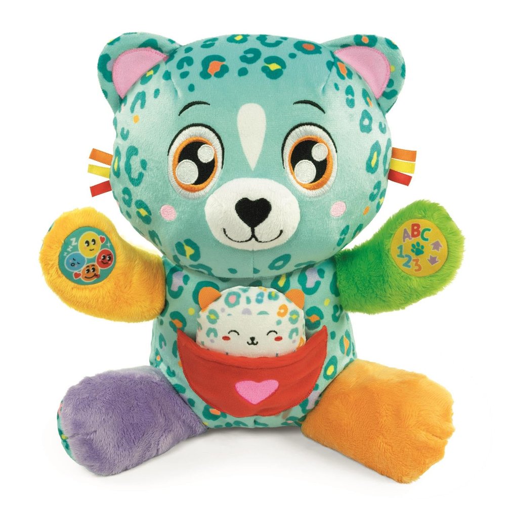 Clementoni - Cleo and Leo Leopards Interactive - Interactive Plush for Babies - Educational, Multisensory and Musical - from 6 Months - Made in Italy - 55555