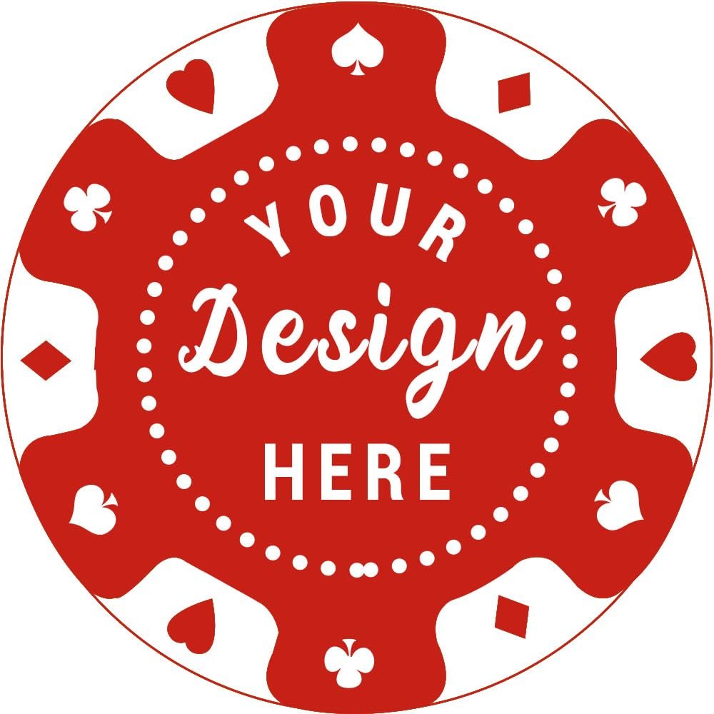 pensoda 100 Custom Plastic Poker ChipsImprinted with Your Personalized Text and Logo,for Texas Hold'em Poker, Card Club or Late Night Poker GamesDrink or Bar Tokens, Bachelor Party (red, 37mm)