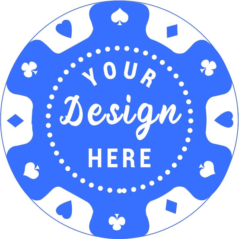 pensoda 100 Custom Plastic Poker ChipsImprinted with Your Personalized Text and Logo,for Texas Hold'em Poker, Card Club or Late Night Poker GamesDrink or Bar Tokens, Bachelor Party (Blue, 37mm)