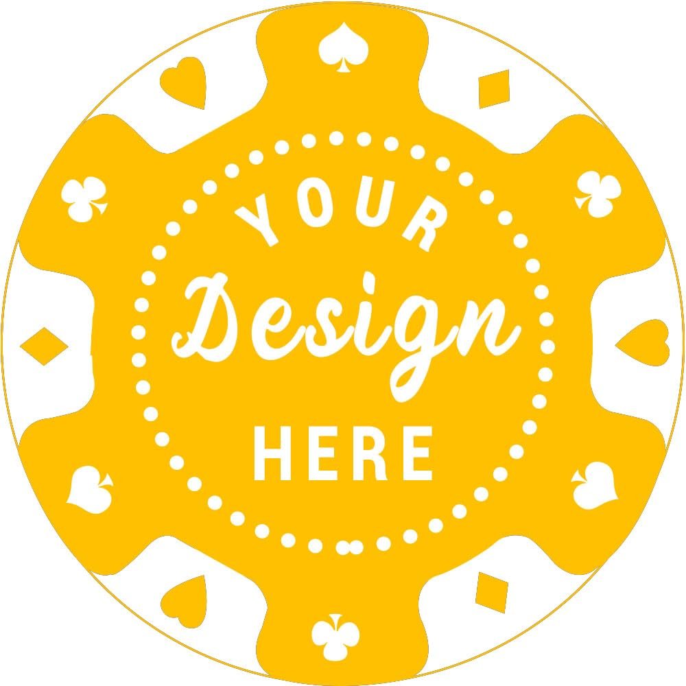 pensoda 100 Custom Plastic Poker ChipsImprinted with Your Personalized Text and Logo,for Texas Hold'em Poker, Card Club or Late Night Poker GamesDrink or Bar Tokens, Bachelor Party (Yellow, 37mm)