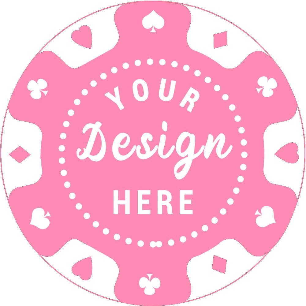 pensoda 100 Custom Plastic Poker ChipsImprinted with Your Personalized Text and Logo,for Texas Hold'em Poker, Card Club or Late Night Poker GamesDrink or Bar Tokens, Bachelor Party (Pink, 40mm)