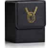 ZLCA Card Deck Box for MTG with 2 Dividers, Card Storage Box Fits 100+ Single Sleeved, PU Leather TCG Deck Case Holder for Magic Commander Yugioh (Black,Ring) view 1