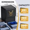 ZLCA Card Deck Box for MTG with 2 Dividers, Card Storage Box Fits 100+ Single Sleeved, PU Leather TCG Deck Case Holder for Magic Commander Yugioh (Black,Ring) view 2