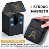 ZLCA Card Deck Box for MTG with 2 Dividers, Card Storage Box Fits 100+ Single Sleeved, PU Leather TCG Deck Case Holder for Magic Commander Yugioh (Black,Ring) view 4