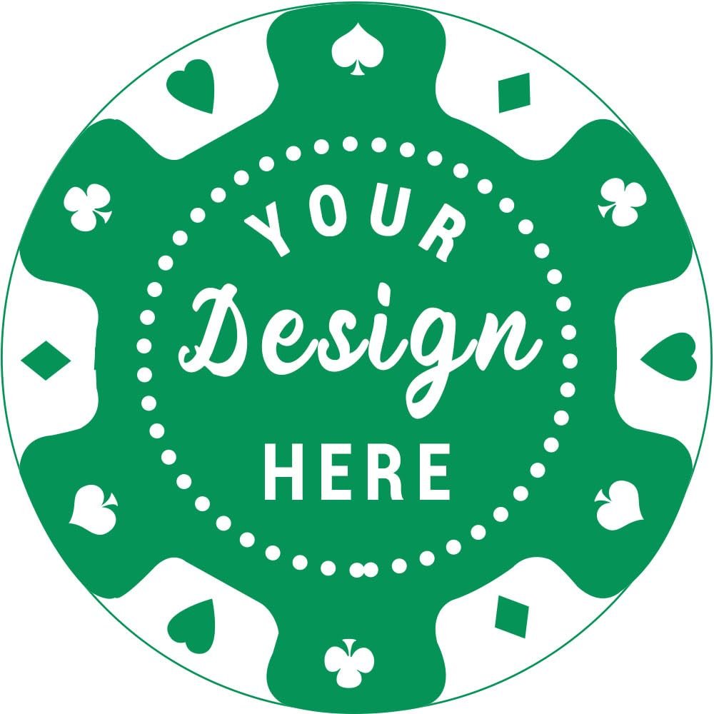 pensoda 100 Custom Plastic Poker ChipsImprinted with Your Personalized Text and Logo,for Texas Hold'em Poker, Card Club or Late Night Poker GamesDrink or Bar Tokens, Bachelor Party (Green, 40mm)