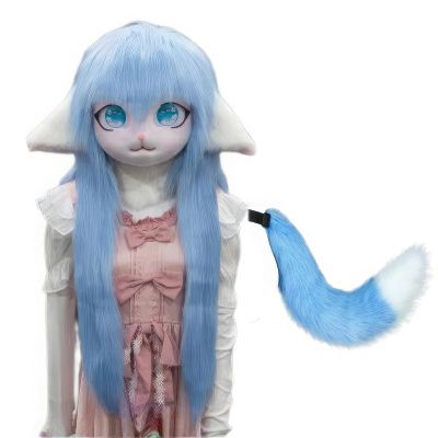 Rolamumu Anime Style Hood, Furry Animal MaskWearable Hood Party, Lolita Cosplay CostumeWith Tail(10)