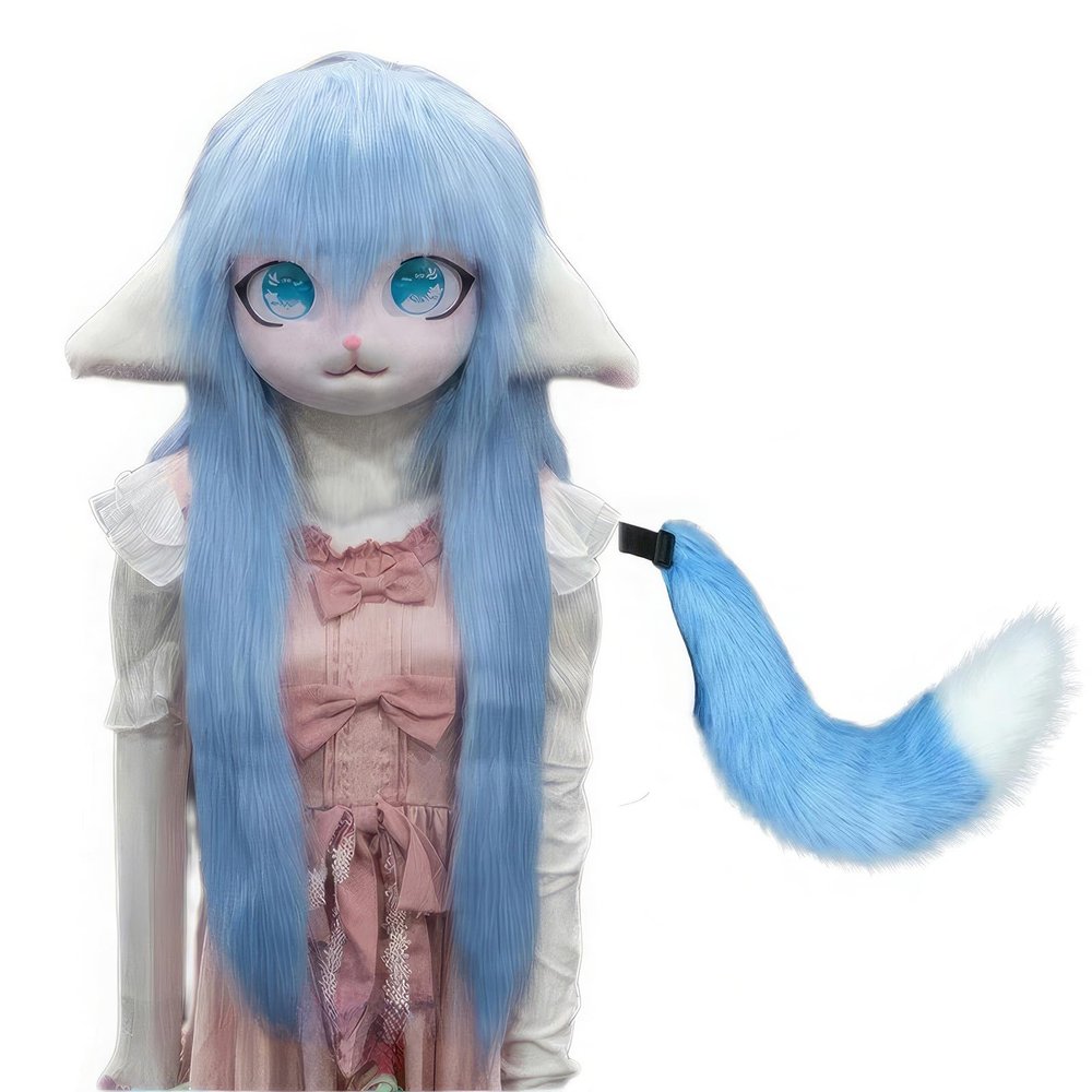 Rolamumu Anime Style Hood, Furry Animal MaskWearable Hood Party, Lolita Cosplay CostumeWith Tail(10)