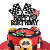 1 PCS Race Car Happy Birthday Cake Topper Glitter Traffic Light Trophy Flag Wheel Racing Car Cake Pick for Let's Go Racing Theme Baby Shower Boys Girls Birthday Party Cake Decorations Supplies view 1