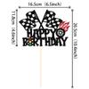 1 PCS Race Car Happy Birthday Cake Topper Glitter Traffic Light Trophy Flag Wheel Racing Car Cake Pick for Let's Go Racing Theme Baby Shower Boys Girls Birthday Party Cake Decorations Supplies view 2