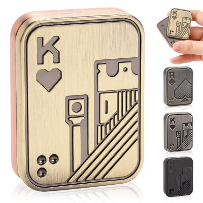 JUDIXY Fidget Slider, Metal Poker Push Card, Fidget Clicker, Fidget Toys for Adults, Relieve Stress Anxiety ADHD, Gift for Boyfriend, Husband and Father (Gold K)