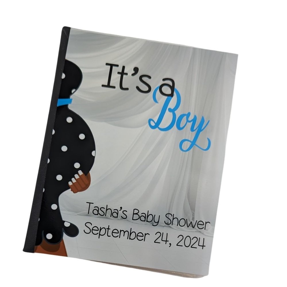 Baby Shower Photo Album D#190 Personalized 4x6 or 5x7 Pictures Boy Girl Gender Reveal Newborn