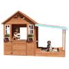 BIRASIL Kids Playhouse with Sandbox, Wooden Outdoor Cottage Play House with Sand Pit for Backyard Garden Ages 3 to 10 Years Old (Brown) view 1