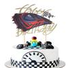 1 PCS Race Car Happy Birthday Cake Topper Glitter Checkered Flag Flag Racing Car Cake Pick for Let's Go Racing Theme Baby Shower Boys Girls Birthday Party Cake Decorations Supplies view 1