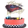 1 PCS Race Car Happy Birthday Cake Topper Glitter Checkered Flag Flag Racing Car Cake Pick for Let's Go Racing Theme Baby Shower Boys Girls Birthday Party Cake Decorations Supplies view 4