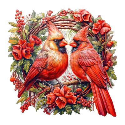 Jigfoxy Wooden Puzzles for Adults, Cardinal Wood Puzzle for Adults, Unique Animal-Shaped Wooden Jigsaw Puzzle, Christmas Thanksgiving Gifts for Family and Friends (XL-17.3 * 17.2in-560 pcs)