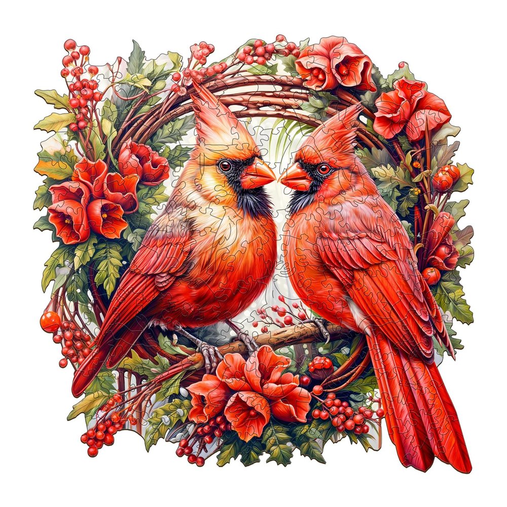 Jigfoxy Wooden Puzzles for Adults, Cardinal Wood Puzzle for Adults, Unique Animal-Shaped Wooden Jigsaw Puzzle, Christmas Thanksgiving Gifts for Family and Friends (XL-17.3 * 17.2in-560 pcs)