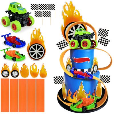 19PCS Truck Cake Decorations Trucks Race Cars Cake Topper For Truck Themed Racing Car Party Decoration Supplies