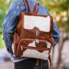 CHAYELL Cowhide Leather Backpack with Laptop Compartment  Western Travel & Diaper Bag for Women, Grey (Tan Panda) view 2