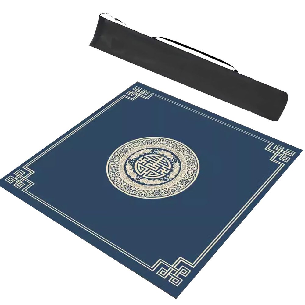 CETEOR Mahjong Set, Blue Noise Cancelling Mahjong Table Mat with Storage BagPaigow Poker Dominos Game Table Cover (Color : Blue-2, Size : 31.5x31.5inch/80x80cm)(Blue-2,39.4x39.4inch/100x100cm)