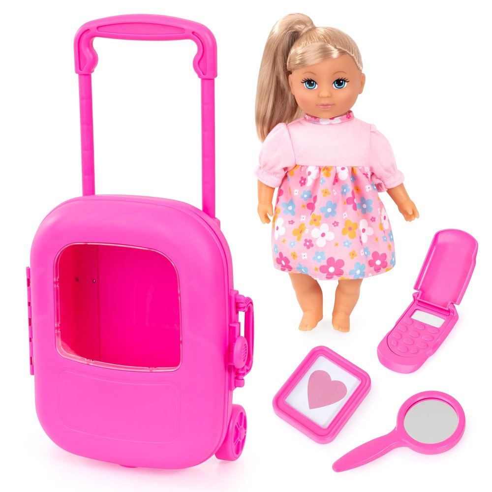 Bayer Design 92805AA Doll with Trolley and Accessories, Play Set, Dolls Accessories, Close and Pull Case