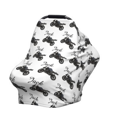 Personalized Baby Car Seat Cover for Boys Girls, Custom Motorcycle Nursing Covers for Breastfeeding with Name, Infant Stroller Cover, Baby Carseat Canopy for Newborn, Multiuse Car Seat Canopies