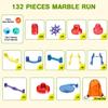 Meland Marble Run - 132Pcs Marble Maze Game Building Toy for Kid, Marble Track Race Set & STEM Learning Toys for Boy Girl Age 3 4 5 6 7 8 9+ (102 Translucent Marbulous Pcs & 30 Glass Marbles) view 2