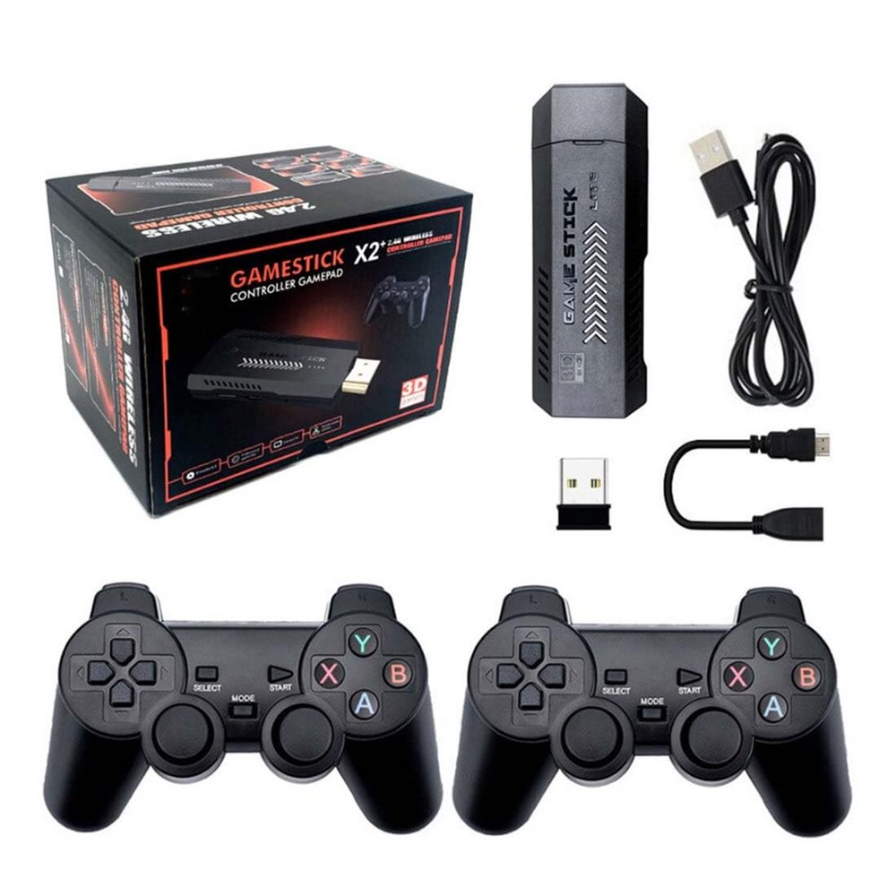 X2 Plus 4K Retro Game Stick, HD Home Video Game Console with 2 Wireless Controllers, HDMI Output, 30000+ Built-in Games (128GB)