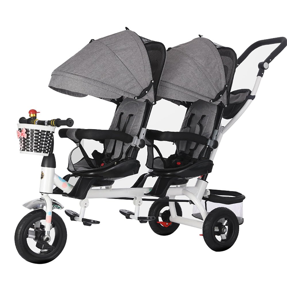 JIYIAN Gray,Style 2, Children Tricycles Infant 3 Wheels,360 Two-Way Rotating Seat Baby Trike with Push Handle Parent-Child Interaction and Smooth Travel Tandem Tricycle