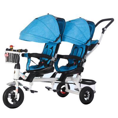 JIYIAN Blue,Style 2, Children Tricycles Infant 3 Wheels,360 Two-Way Rotating Seat Baby Trike with Push Handle Parent-Child Interaction and Smooth Travel Tandem Tricycle