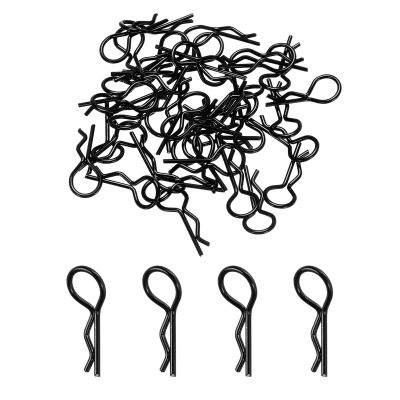MECCANIXITY 40pcs 30-Degree Angle RC Body Clips Bent Springy R Pins 24.3x1.2x9.4mm for All 1/8 1/10 1/12 Scale Model RC Car Crawler Replacement(Black)