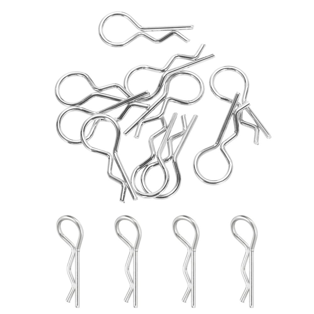 MECCANIXITY 10pcs 30-Degree Angle RC Body Clips Bent Springy R Pins 25x1.4x10mm for All 1/8 1/10 Scale Model RC Car Crawler Truck Shell Replacement(Silver)