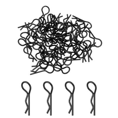 MECCANIXITY 50pcs 30-Degree Angle RC Body Clips Bent Springy R Pins 25x1.4x10mm for All 1/8 1/10 Scale Model RC Car Crawler Truck Shell Replacement(Black)