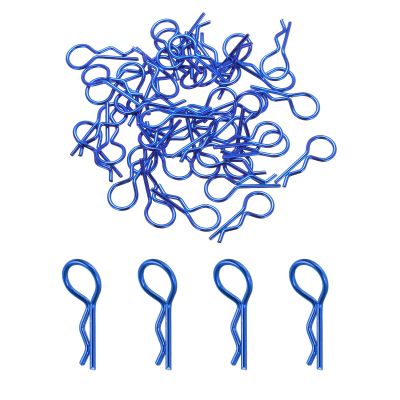 MECCANIXITY 40pcs 30-Degree Angle RC Body Clips Bent Springy R Pins 25x1.4x10mm for All 1/8 1/10 Scale Model RC Car Crawler Truck Shell Replacement(Blue)