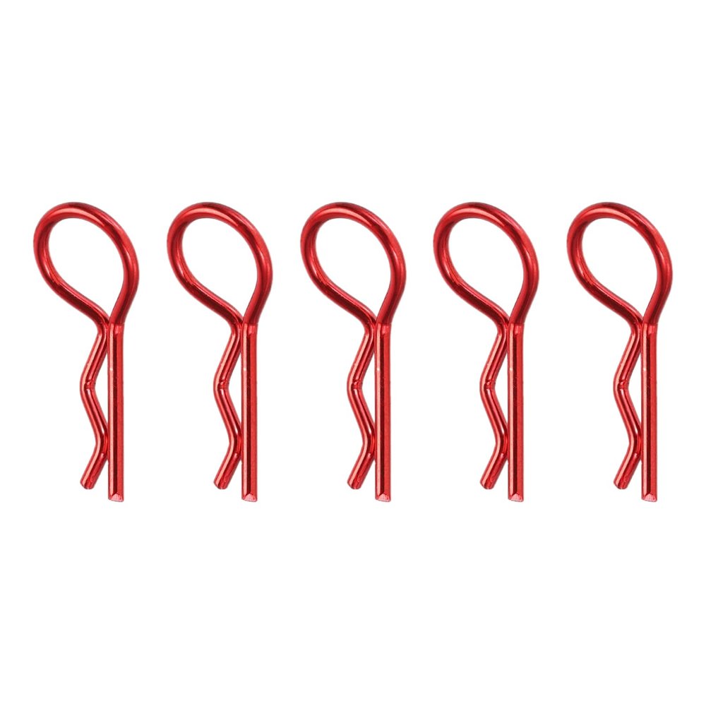 MECCANIXITY 5pcs 30-Degree Angle RC Body Clips Bent Springy R Pins 25x1.4x10mm for All 1/8 1/10 Scale Model RC Car Crawler Truck Shell Replacement(Red)