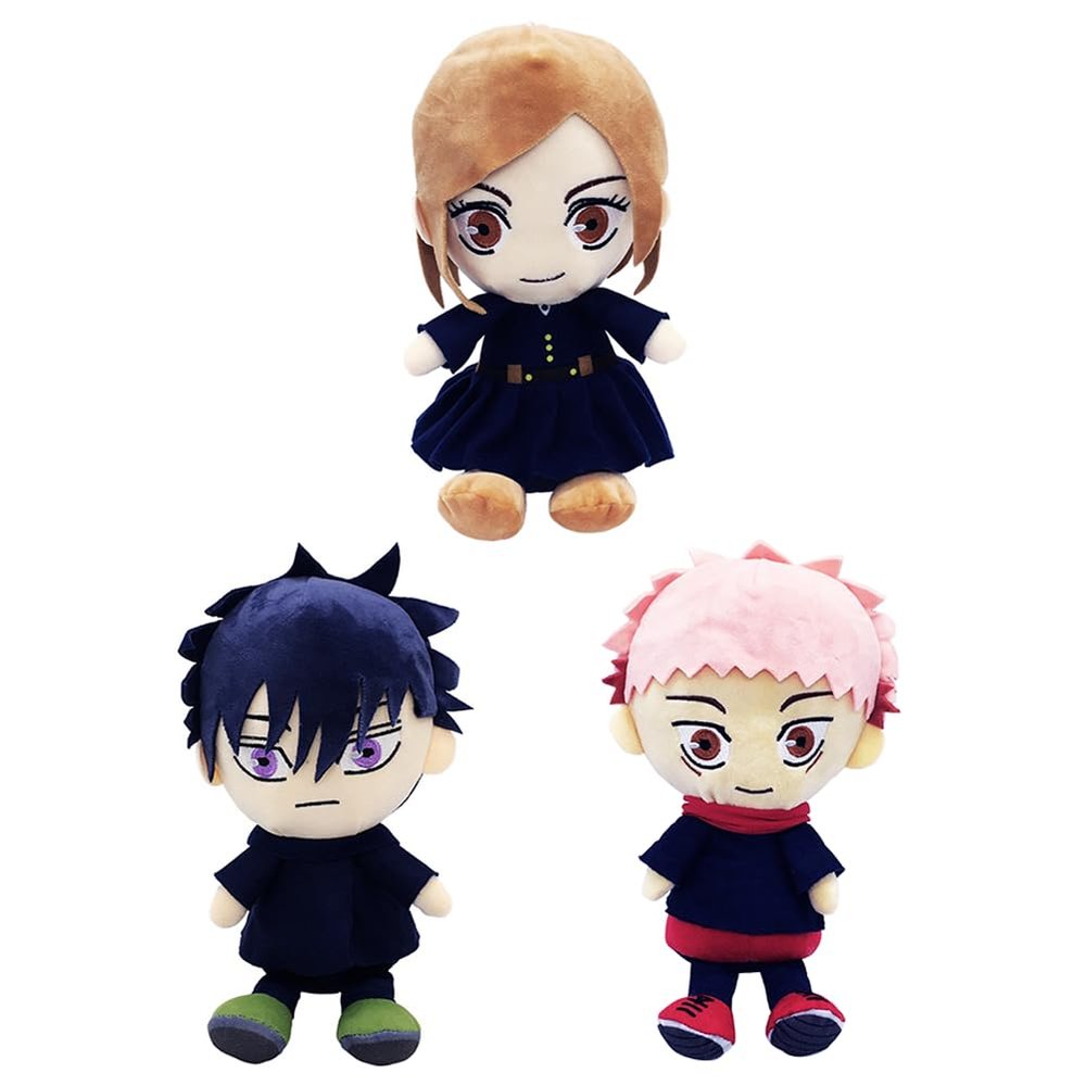 3pcs JJK Plushies Itadori Yuji Pillow, Anime Character Fushiguro Megumi Stuffed Throw Pillow, Kugisaki Nobara Soft Figure Home Decoration 7.87 Inch
