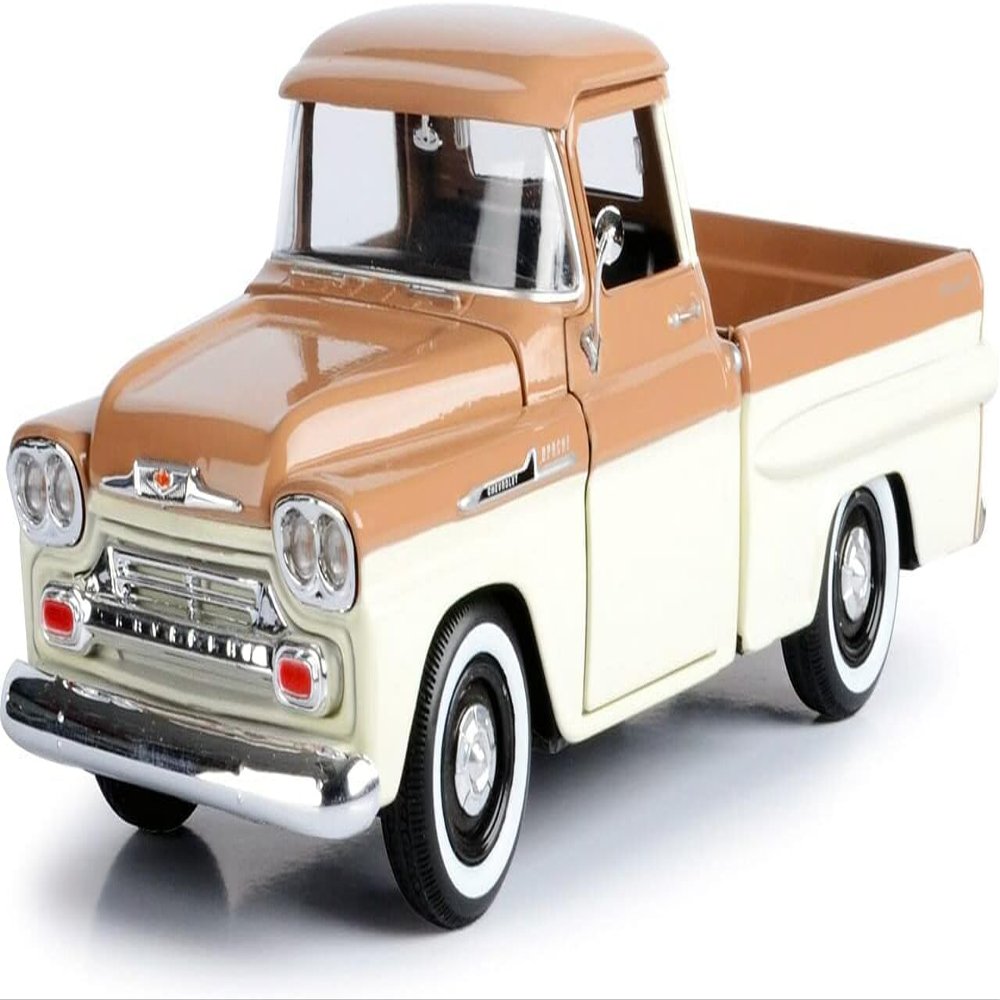 1958 Chevy Apache Fleetside Pickup Truck Brown and Beige 1/24 Diecast Model Car by Motormax 79311brn-bg